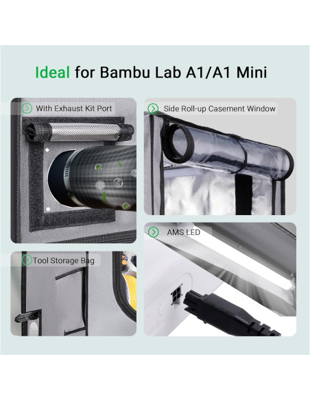 Cubierta para Impresora 3D UniTak3D Bambu Lab A1 82.5x58.5 cm Gris