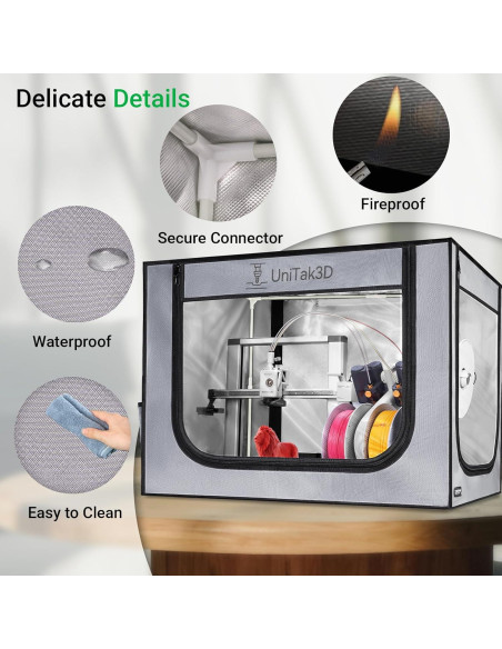 Cubierta para Impresora 3D UniTak3D Bambu Lab A1 82.5x58.5 cm Gris