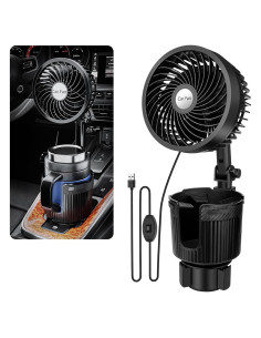 Ventilador USB 6" Suteng con Soporte para Taza Automotriz 2 en 1