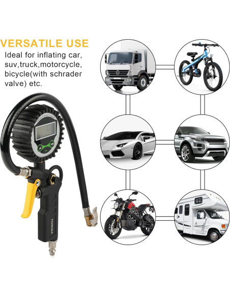 Inflador de Neumáticos Digital FORNAX con Manómetro 200 PSI