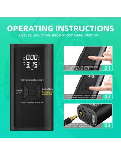 Bomba de Aire Portátil AUKSKY 150 PSI con Manómetro Digital 2