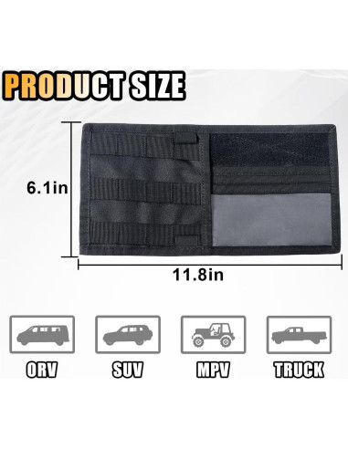 Organizador Táctico de Visera de Coche GLSOWEE Nylon 30x15.5cm