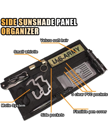 Organizador Táctico de Visera de Coche GLSOWEE Nylon 30x15.5cm Organizador Táctico de Visera de Coche GLSOWEE Nylon 30x15.5cm