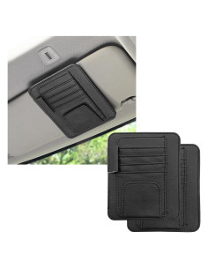 Organizador de Visera de Sol Dickno 2PCS Cuero Negro Multifuncional