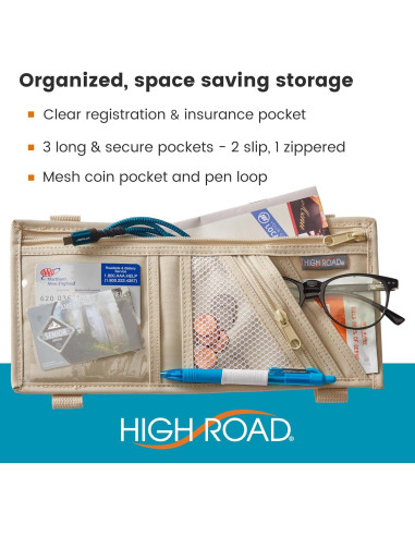 Organizador de Visera de Coche High Road PVBLACK con Bolsillos