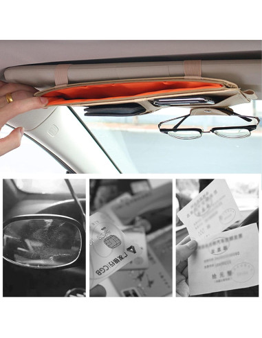 Organizador de Visera de Sol SADYFON Beige para Coche 30.99x16cm