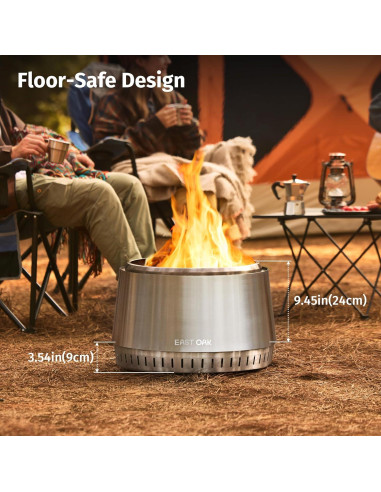 Hoguera Sin Humo EAST OAK Fuoco 54 cm Acero Inoxidable