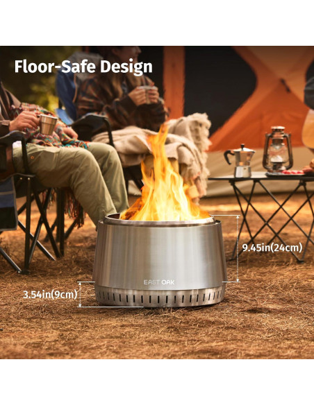 Hoguera Sin Humo EAST OAK Fuoco 54 cm Acero Inoxidable