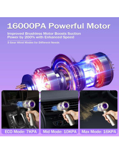 Aspiradora de Coche Inalámbrica Goweto VC08 16000PA Portátil 2