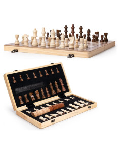 Juego de Ajedrez Magnético de Madera 38x38cm con 2 Reinas