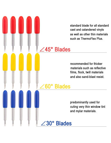 15 Cuchillas de Cortador de Vinilo ADVcer 30/45/60 Grados