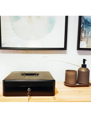 Caja de Dinero Goehiaul con Llave 30x24x9 cm Metal Negro