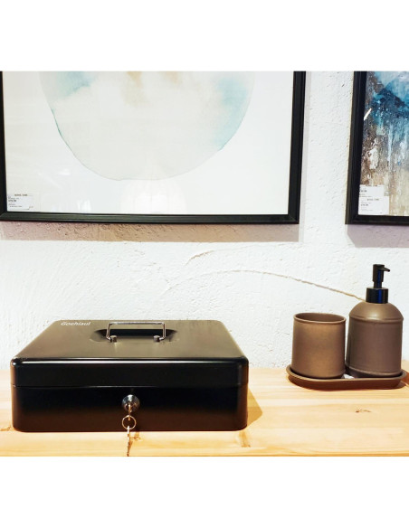 Caja de Dinero Goehiaul con Llave 30x24x9 cm Metal Negro