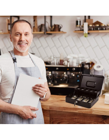 Caja de Dinero Goehiaul con Llave 30x24x9 cm Metal Negro