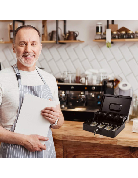 Caja de Dinero Goehiaul con Llave 30x24x9 cm Metal Negro