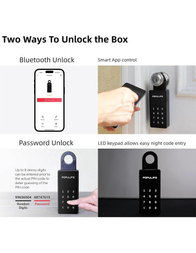 Caja de Llave Inteligente Populife K2 Bluetooth Resistente al Agua