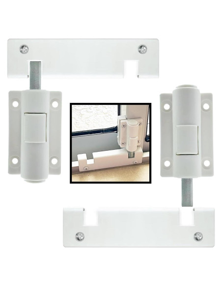 Cerradura de Pie ReigaHood para Puerta Corredera - 2 Paquete Blanco