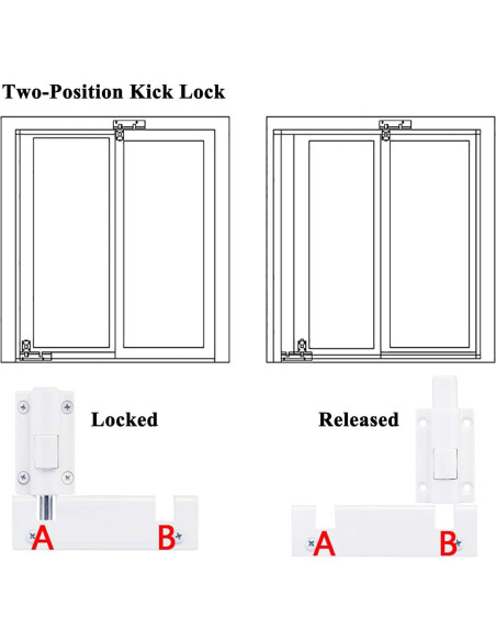 Cerradura de Pie ReigaHood para Puerta Corredera - 2 Paquete Blanco
