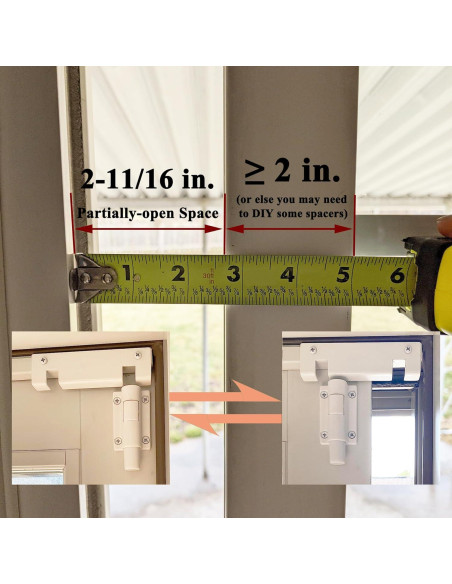 Cerradura de Pie ReigaHood para Puerta Corredera - 2 Paquete Blanco