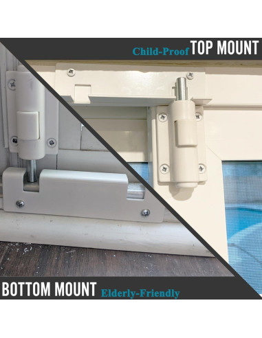 Cerradura de Pie ReigaHood para Puerta Corredera - 2 Paquete Blanco