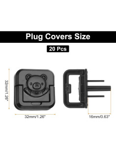 Cubiertas de Enchufe MECCANIXITY 20 Piezas Negro ABS 2