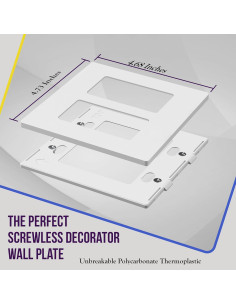 Placas de Pared Sin Tornillos Enerlites SI8832-W, 2-Gang, Blanco 2