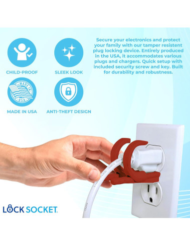 Bloqueo de Enchufe Ajustable Lock Socket Rojo - Seguridad para Niños
