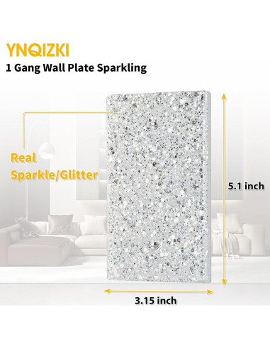 Cubierta de Placa de Pared YNQIZKI Plateada Brillante 13x8 cm