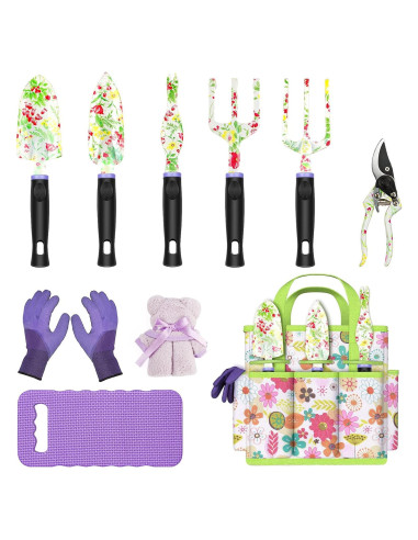 Juego de Jardinería JUMPHIGH 10 Piezas con Guantes y Bolsa