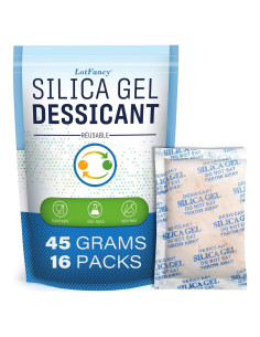 Paquetes de Gel de Sílice LotFancy 45g x 16 Unidades Absorbentes
