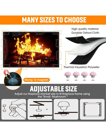Cubierta Magnética para Chimenea CADARA 83.82x73.66 cm Ahorra Energía