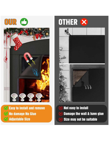 Cubierta Magnética para Chimenea CADARA 83.82x73.66 cm Ahorra Energía