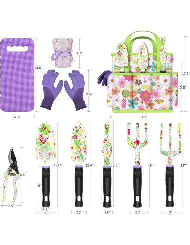 Juego de Jardinería JUMPHIGH 10 Piezas con Guantes y Bolsa