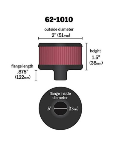 Filtro de Aire K&N 62-1010 Lavable Redondo 18.42x15.24 cm