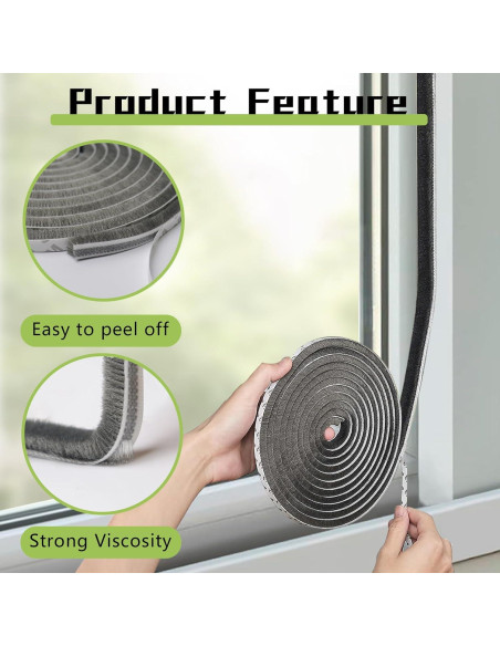 Cepillo de Sellado YIENFBEV 10m Fieltro Autoadhesivo Gris