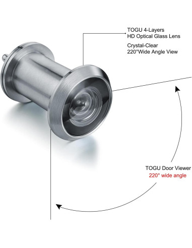 Mirador de Puerta TOGU TG3522YG Cromo Satinado 220 Grados