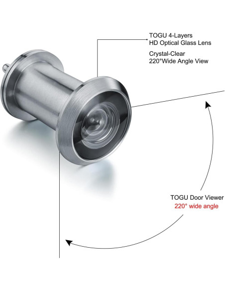 Mirador de Puerta TOGU TG3522YG Cromo Satinado 220 Grados