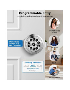 Cerradura Inteligente WREO K10mini con Teclado y Llave - Plata 2