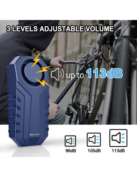 Alarma Antirrobo Inalámbrica WSDCAM 113dB para Bicicleta
