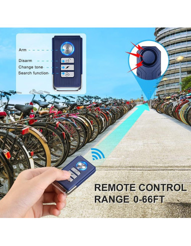 Alarma Antirrobo Inalámbrica WSDCAM 113dB para Bicicleta