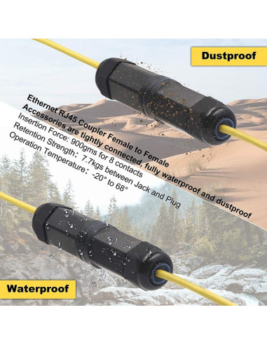 Acoplador RJ45 Impermeable VCE IP68 CAT6 Femenino 2-Pack
