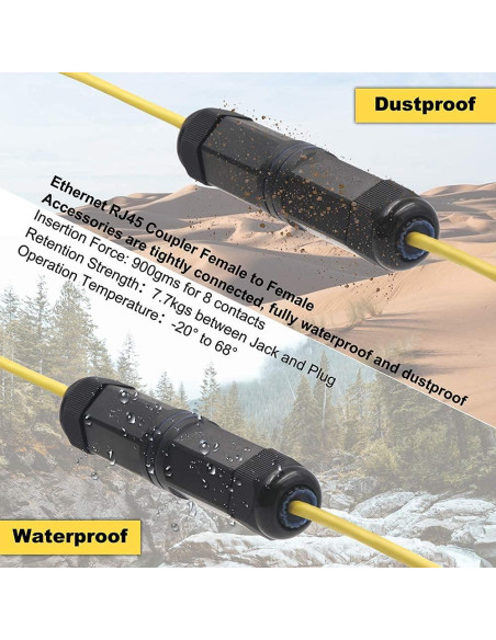 Acoplador RJ45 Impermeable VCE IP68 CAT6 Femenino 2-Pack