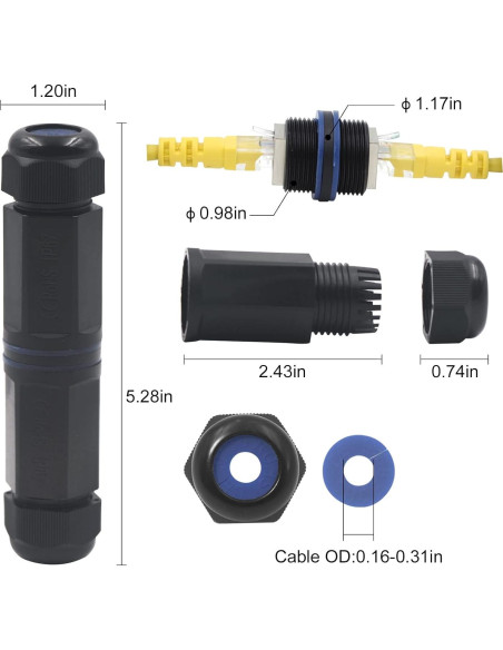 Acoplador RJ45 Impermeable VCE IP68 CAT6 Femenino 2-Pack