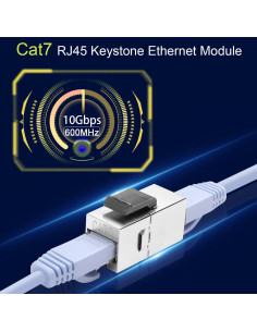 Conector Keystone Jack RJ45 Cat7 QIANRENON Hembra a Hembra 10Gbps 2