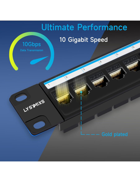 Panel de Parcheo RJ45 Cat6 24 Puertos Lysymixs 19"