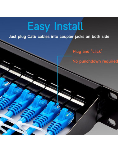 Panel de Parcheo RJ45 Cat6 24 Puertos Lysymixs 19"