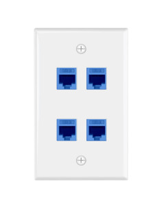 Placa de Pared Ethernet 4 Puertos VCE CAT6 Hembra Azul