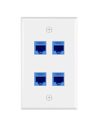 Placa de Pared Ethernet 4 Puertos VCE CAT6 Hembra Azul