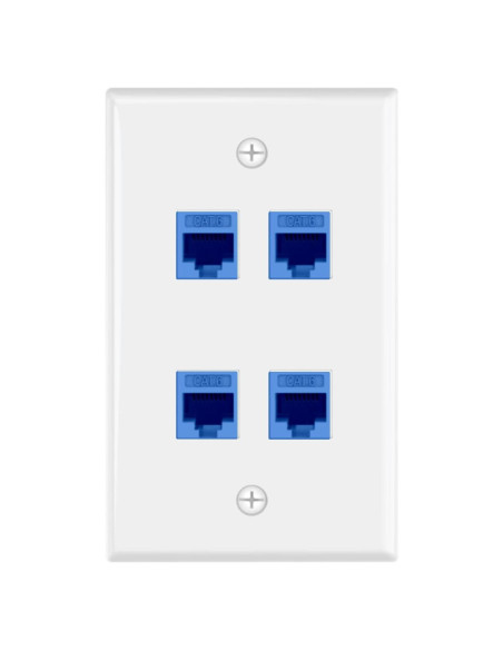 Placa de Pared Ethernet 4 Puertos VCE CAT6 Hembra Azul