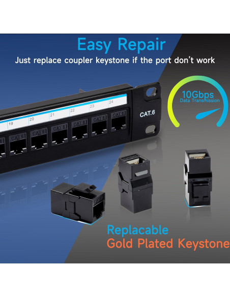 Panel de Parcheo RJ45 Cat6 24 Puertos Lysymixs 19"